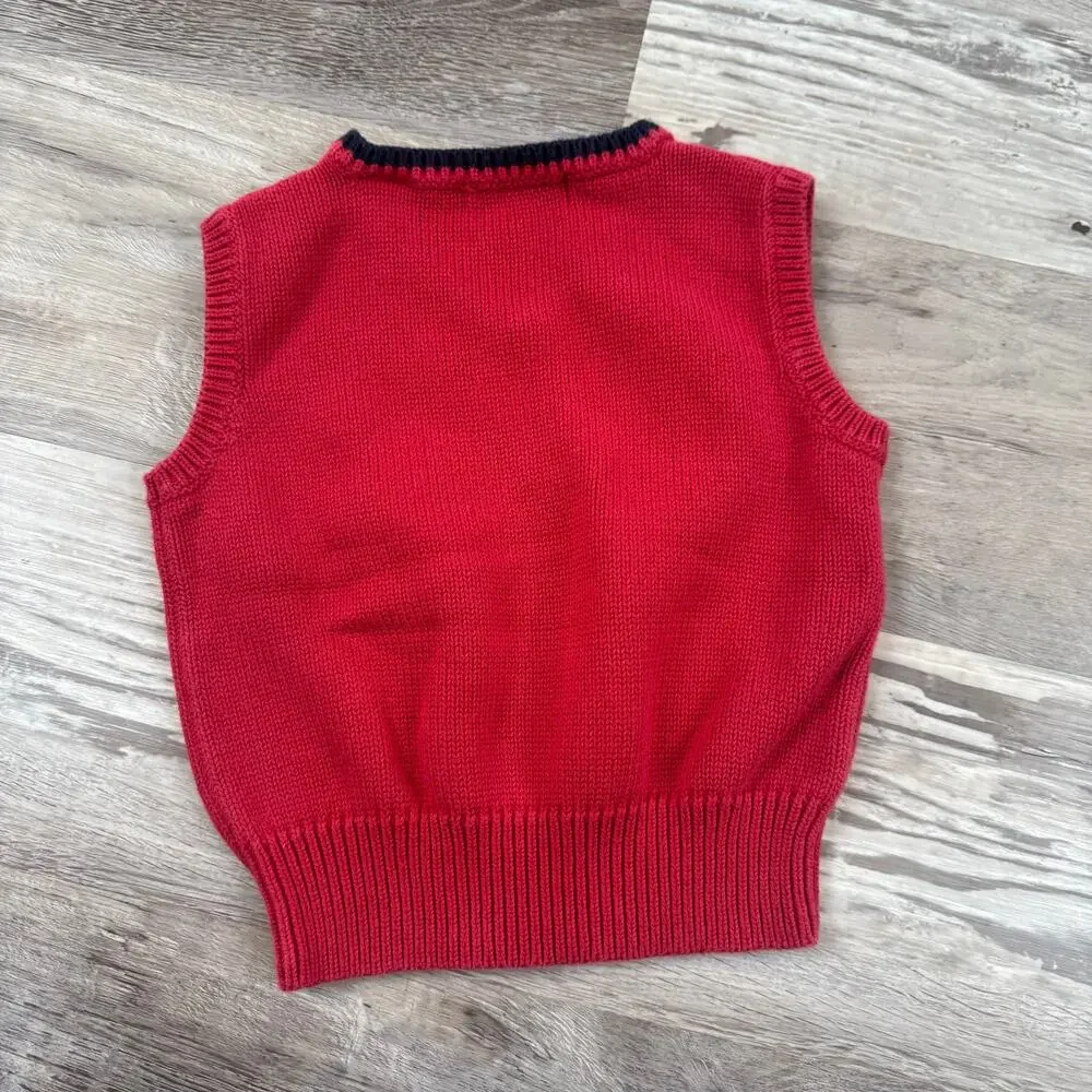 Vintage Polo Ralph Lauren Sweater Vest Red Cotton V Neck Preppy 90s